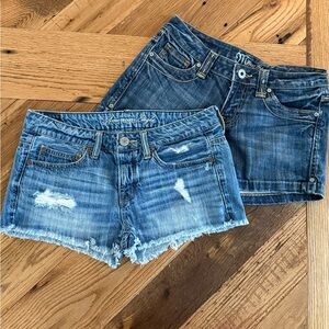 American Eagle Outfitters Blue Distressed Jean Shorts